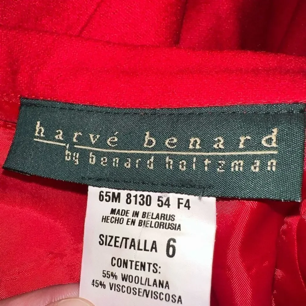 Harve Bernard Womens 6 Red Wool‎ Blend Vintage Bold Preppy Pencil Skirt